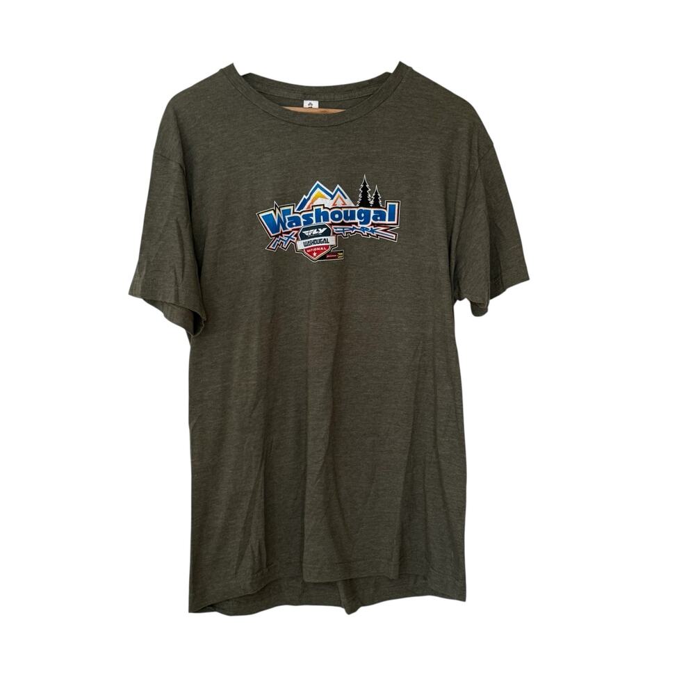 Washougal MX Tee Dirt Bike Graphic T Shirt Olive Green Racing Moto Large